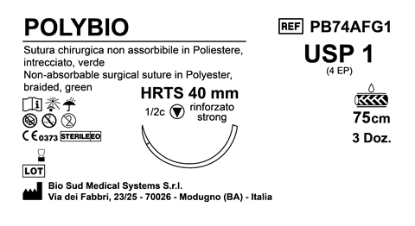 Sutura Polybio HRTS40 USP 1 - EP 4 75 cm Green Box 36 pcs