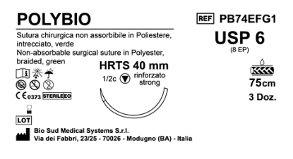 Sutura Polybio HRTS 40 USP 6 75 cm Green Box 36 pcs