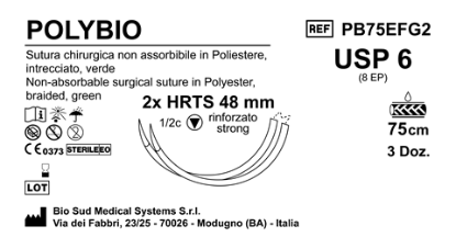Sutura Polybio HRTS48 USP 6 75 cm Green Double Armed  Box 36 pcs