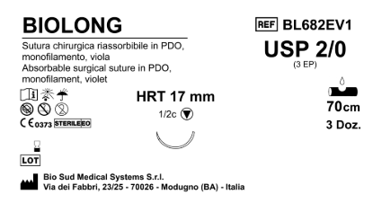Sutura Biolong HRT17 USP 2-0 - EP 3 70 cm Violet Box 36 pcs