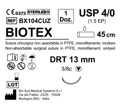 Sutura Biotex DRT 13 USP 4-0  - EP 1.5 45 cm Undyed Box 12 pcs